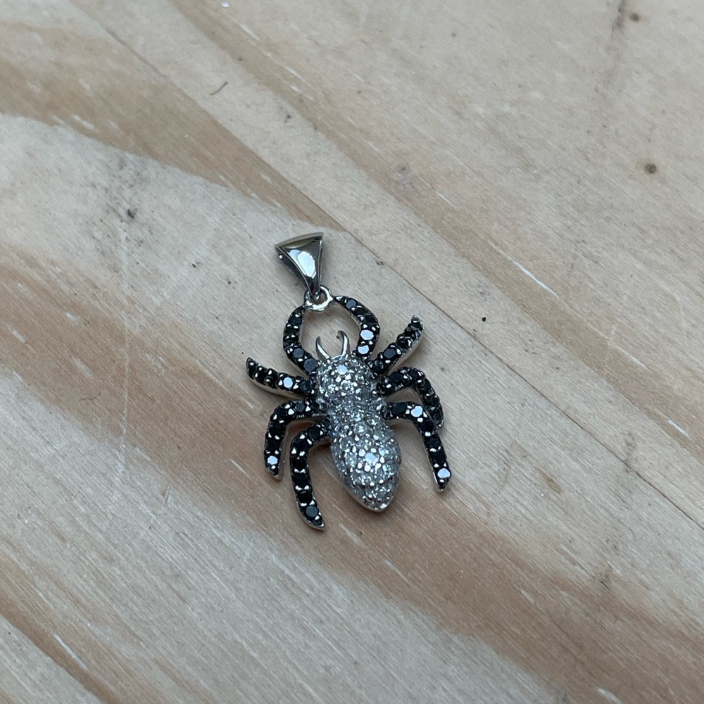 Silver and Black Spider Pendant